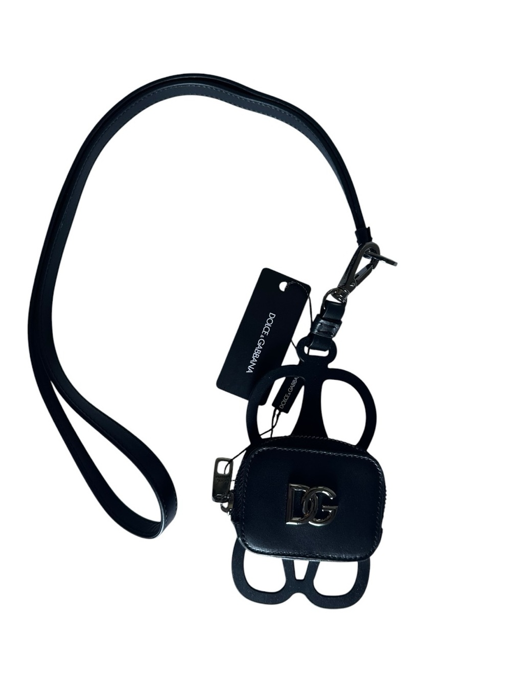 Dolce & Gabbana DG Logo Black Calfskin Leather Coin Purse Lanyard Wallet NWT - Picture 15 of 15